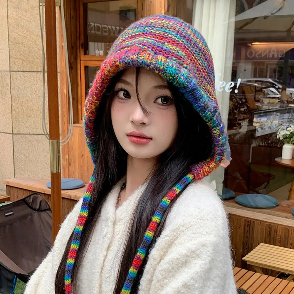 Knitted Hat Durable Winter Hat Stylish Cozy Women's Winter Hat Knitted Rainbow Lace-up Strap Thick Dome Windproof Foldable Lady
Knitted Hat Durable Winter Hat Stylish Cozy Women's Winter Hat Knitted Rainbow Lace-up Strap Thick Dome Windproof Foldable Lady
