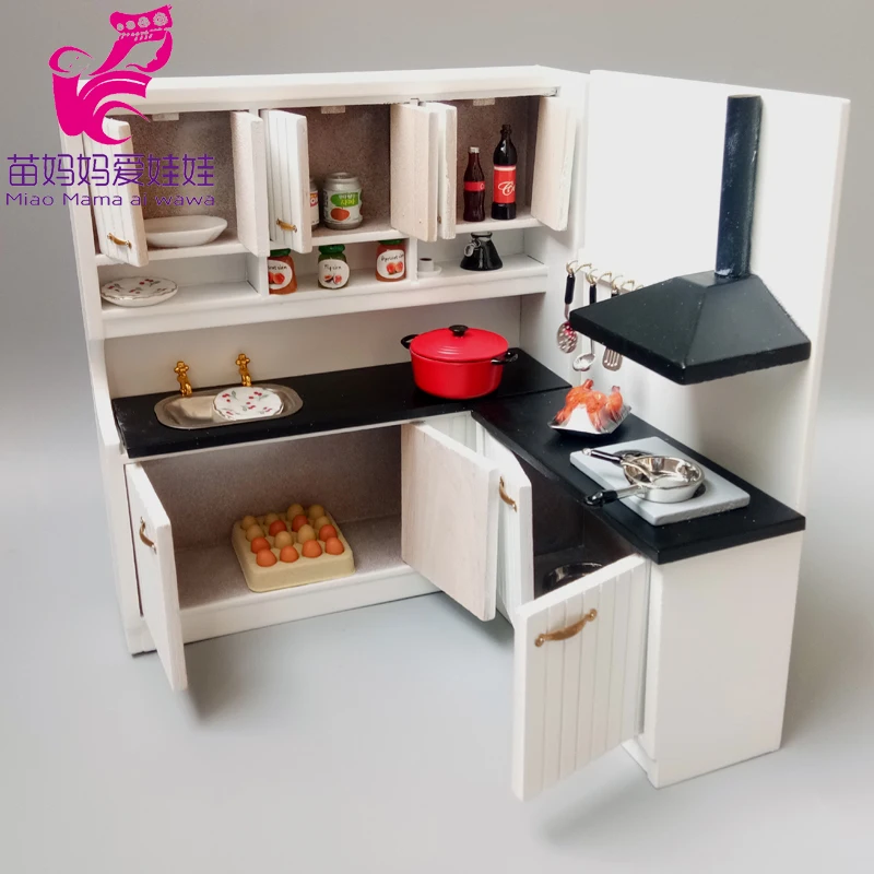 

1:12 Doll house kitchen furniture Range hood carbinet Cooktop dollhouse wood furnishing diy accessories