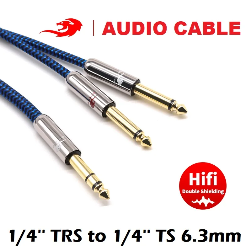 

1/4 Inch TRS Stereo to Dual 1/4'' TS Mono Male 6.35mm Audio Cable for Amplifier Mixer Speaker Recording Shielded Y Splitter Cord