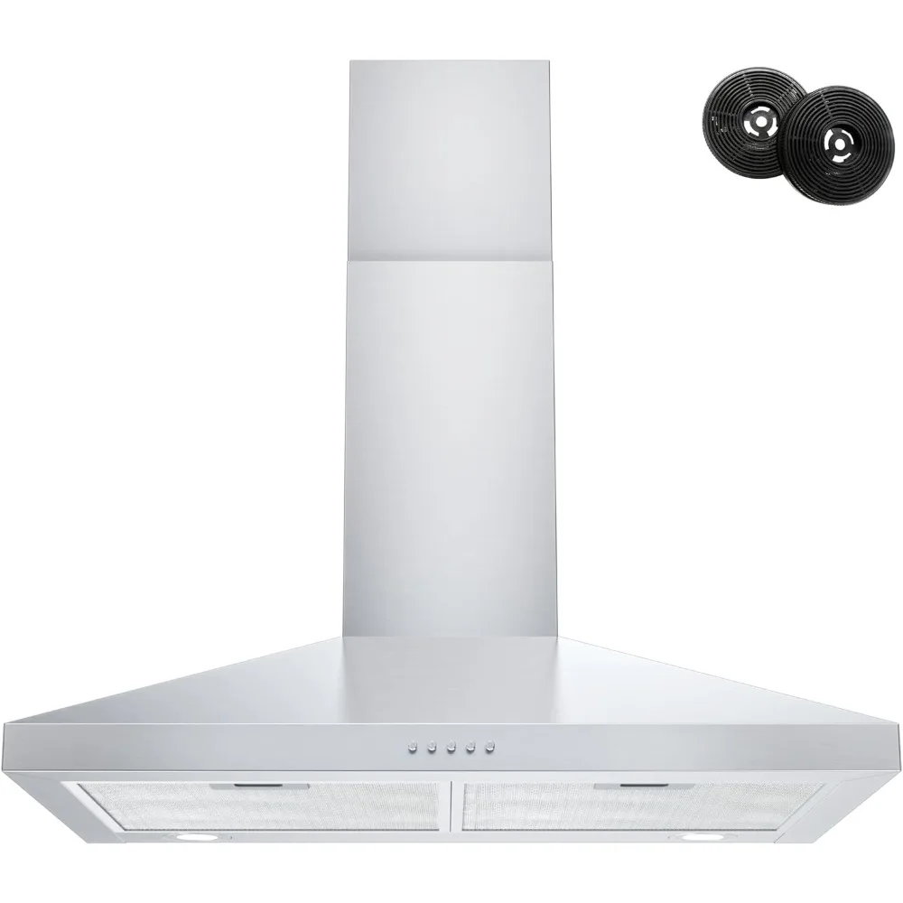 

Stainless Steel Wall Mount Kitchen Hood 450 CFM with 3 Speed Exhaust Fan, Ducted/Ductless Convertible, Stove Vent Hood