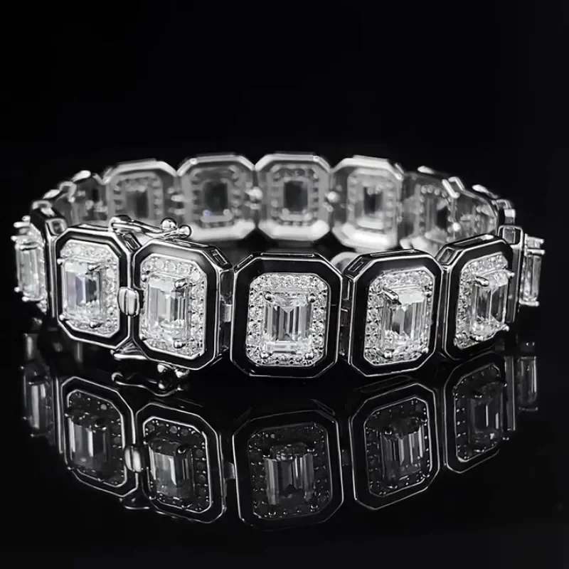 

Luxury Moissanite Bangle Bracelet 100% Real 925 Sterling silver Wedding Bracelets For Women Men Trendy Promise Party Jewelry