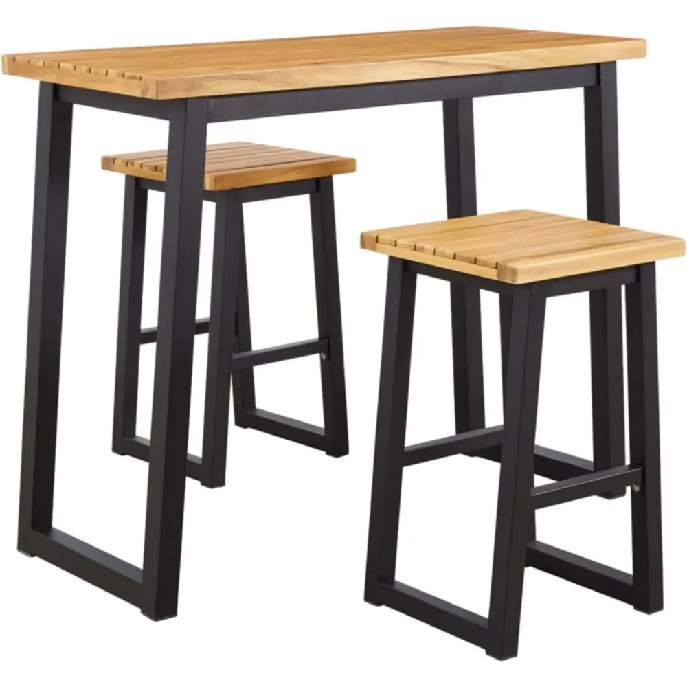 Outdoor Town Wood 3 Piece Patio Counter Table Set with 2 Benches, Brown & Black
Outdoor Town Wood 3 Piece Patio Counter Table Set with 2 Benches, Brown & Black