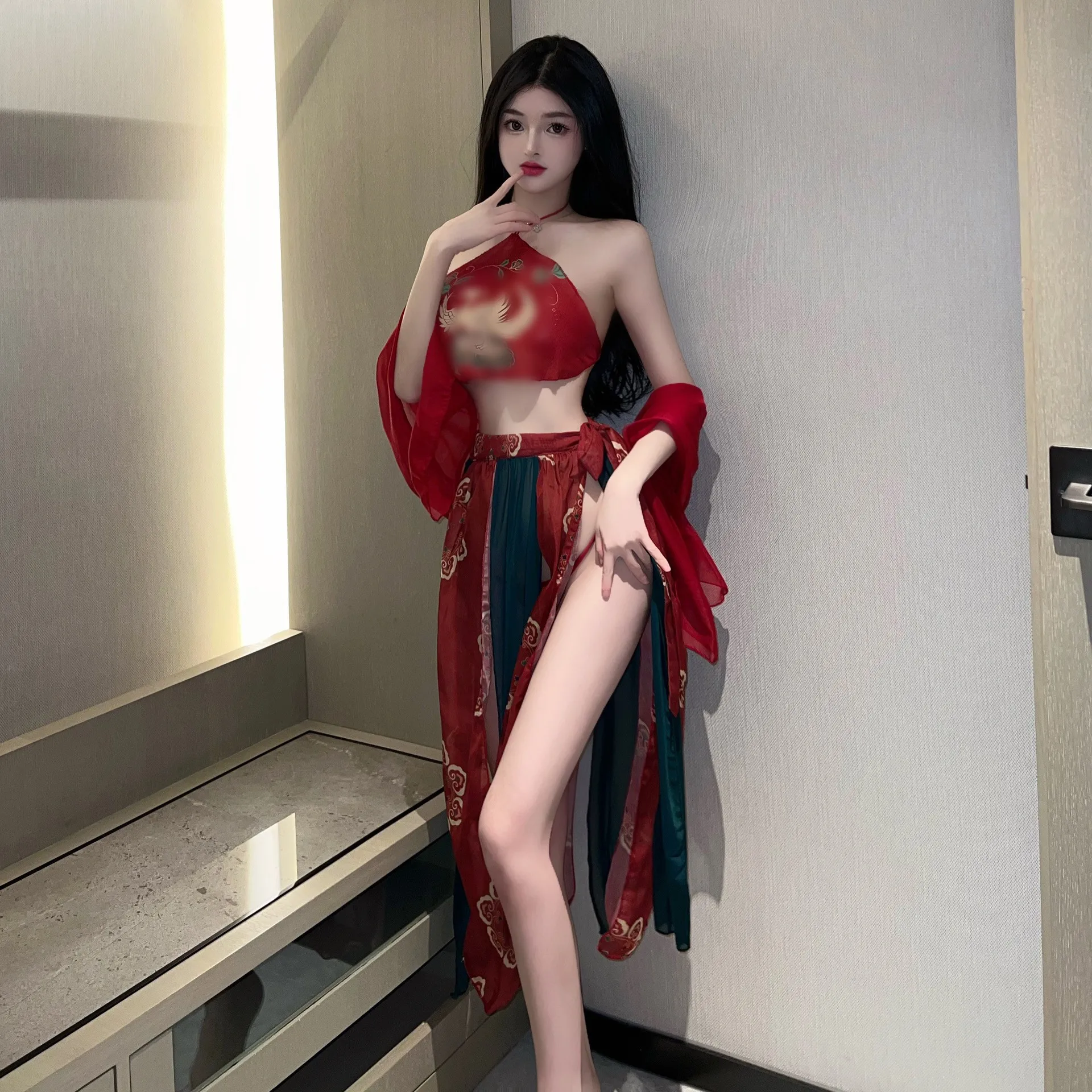 

Women Chinese Traditional Dress Hanfu Chiffon Pajamas Robe Apron Suit Sexy Erotic Lingerie Vintage Clothing Female Nightdress