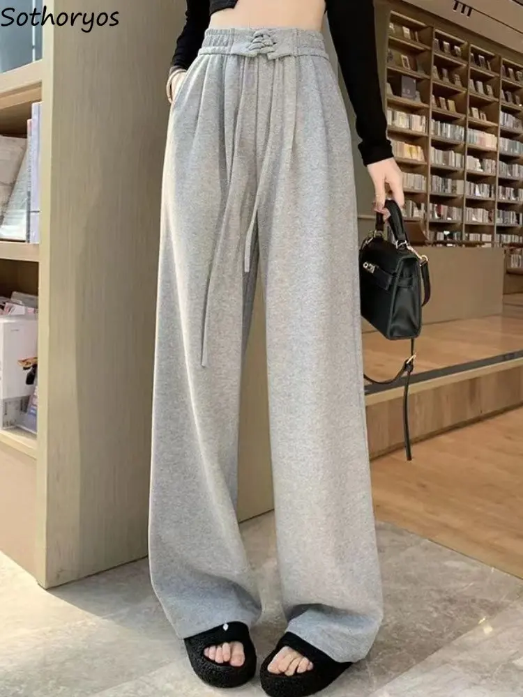 Wide Leg Pants Women Lace Up Solid All-match Spring Loose Fashion Cozy Full Length Simple Casual Female Ins Streetwear Popular
Wide Leg Pants Women Lace Up Solid All-match Spring Loose Fashion Cozy Full Length Simple Casual Female Ins Streetwear Popular