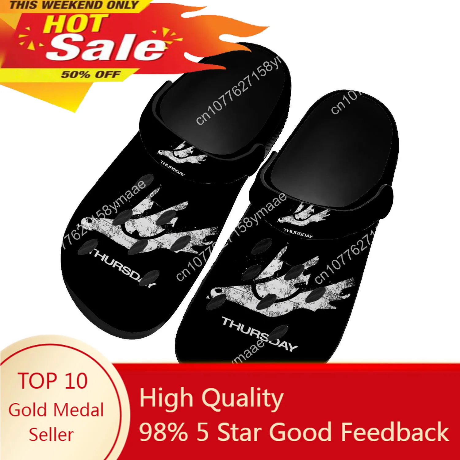 

Thursday Band Home Clog Mens Women Teenager Sandals Shoes Garden Bespoke Customized Breathable Shoe Beach Hole Slippers Black