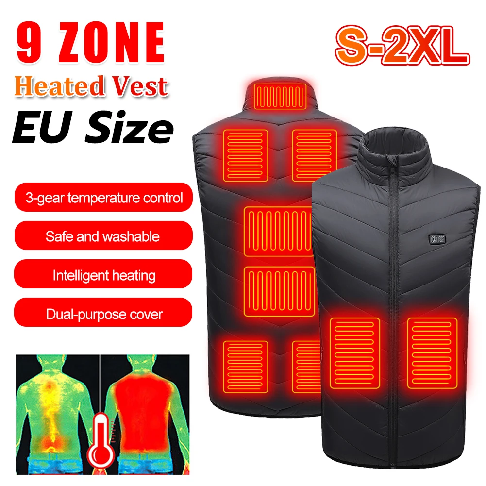 EU Size Men Women 9 Heating Zones Heated Vest USB Powered 3 Gear Temperature Control Winter Heatable Cotton Vest Outdoor Camping
EU Size Men Women 9 Heating Zones Heated Vest USB Powered 3 Gear Temperature Control Winter Heatable Cotton Vest Outdoor Camping