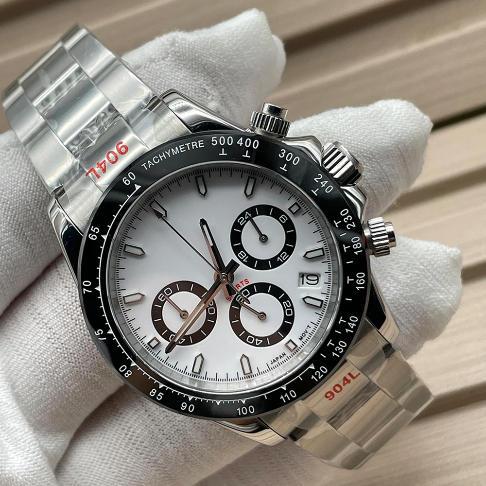 

2023 New 40mm Men's Watches Quartz Business Watch for Men Luxury Waterproof Men Three Eyes Chronograph VK63 Reloj Hombre