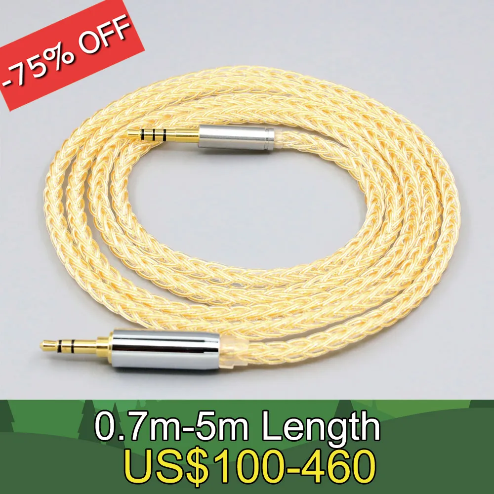 

8 Core 99% 7n Pure Silver 24k Gold Plated Earphone Cable For Denon AH-mm400 AH-mm300 mm200 Beats solo2 solo3 headphone LN008438