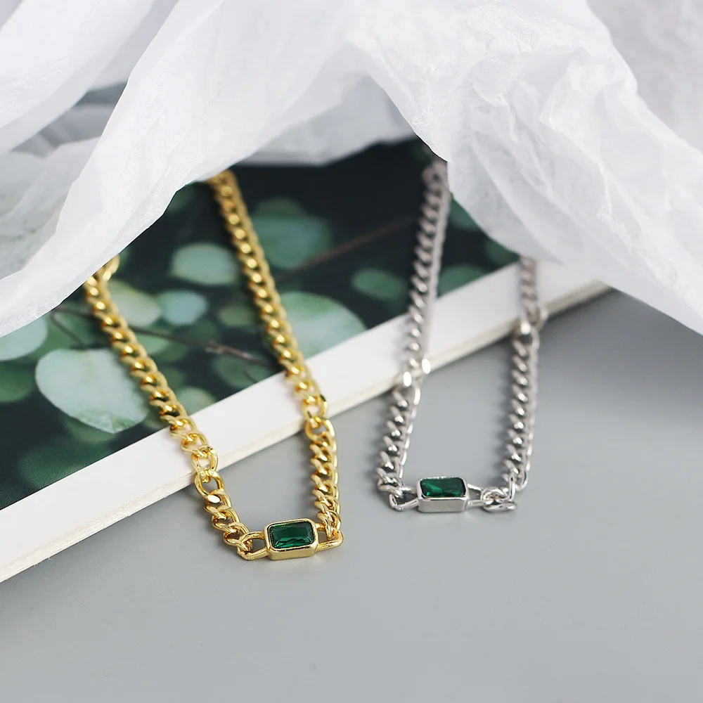 

WPB 925 Sterling Silver Bracelet Square Zircon Diamond Tank Chain Bracelet Women's Metallic Trend Jewelry Office Party Gift