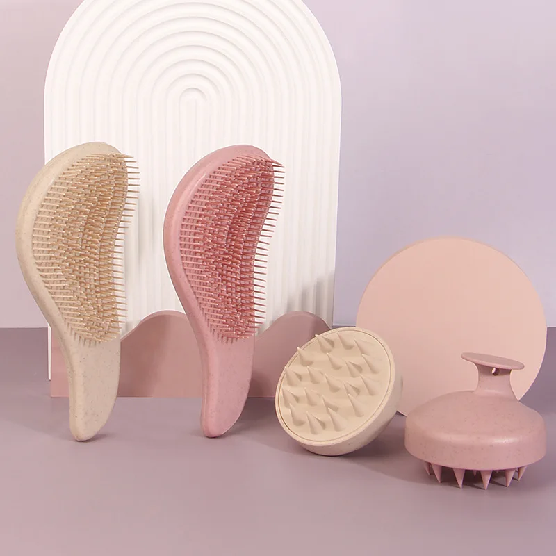 Cross-border hot-selling wheat straw comb set 2-piece hair styling comb shampoo comb massage silicone shampoo brush 24 S15c01d01a294486a821f174888ce7bddN