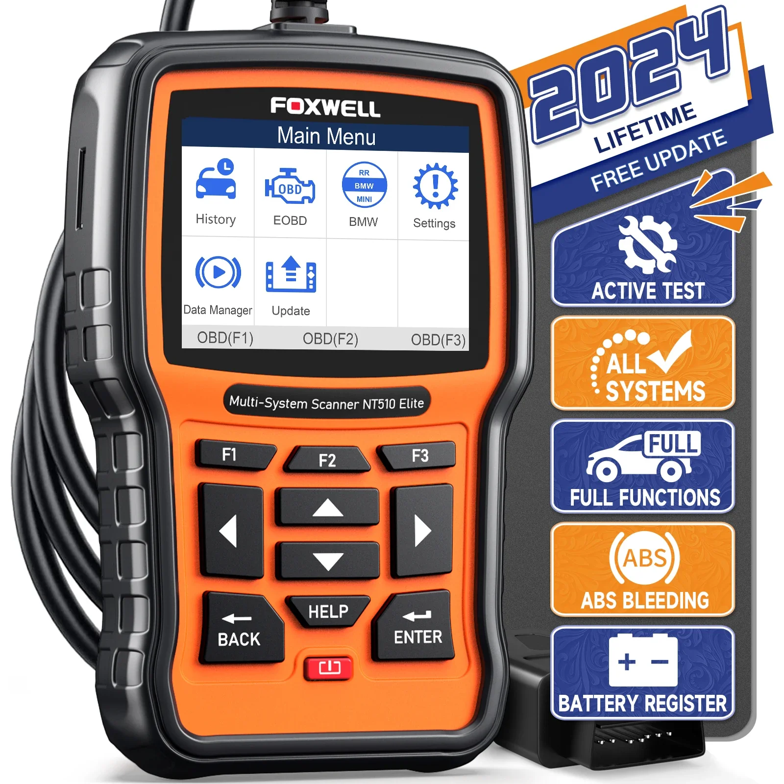 

FOXWELL NT510 Elite OBD2 Automotive Scanner ECU Coding Full System Diagnostic Tools Bi-Directional Code Reader 30+Reset PK NT710