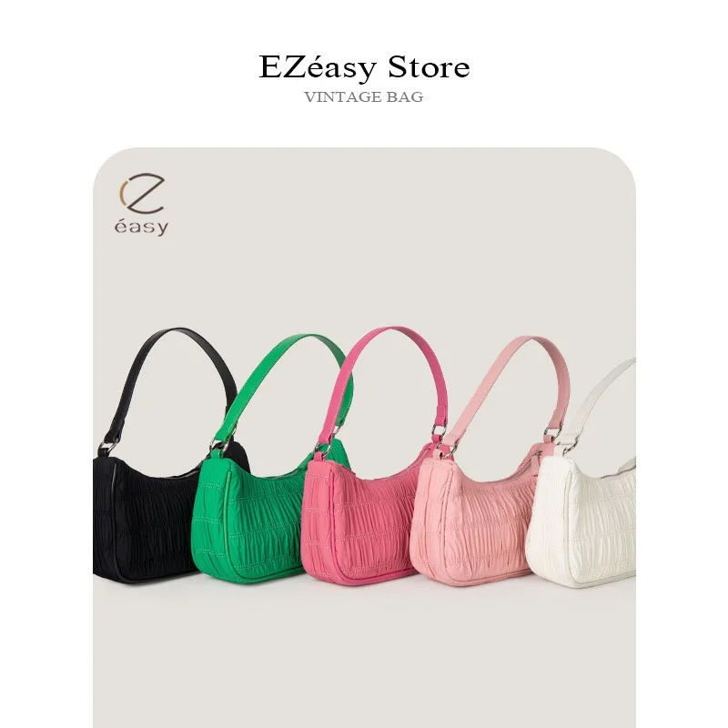 

EZeasy Light Luxury Niche Designer Bags for Women Solid Color Hobos Bag Vintage Lady Style Totes Messenger Bags Crossbody Bag