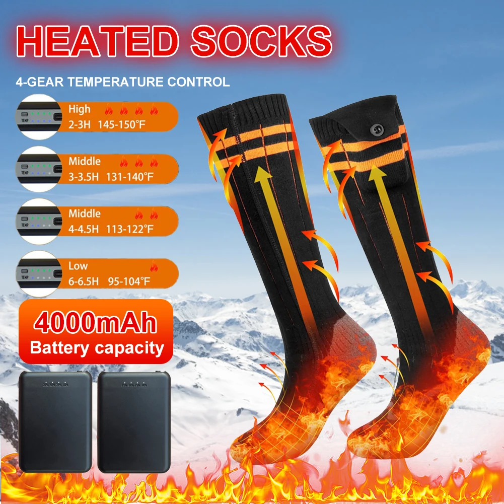 1Pair 5000mAh Electric Heating Socks Rechargeable Winter Foot Thermal Socks Men Women Heated Socks For Outdoor Hiking Camping
1Pair 5000mAh Electric Heating Socks Rechargeable Winter Foot Thermal Socks Men Women Heated Socks For Outdoor Hiking Camping