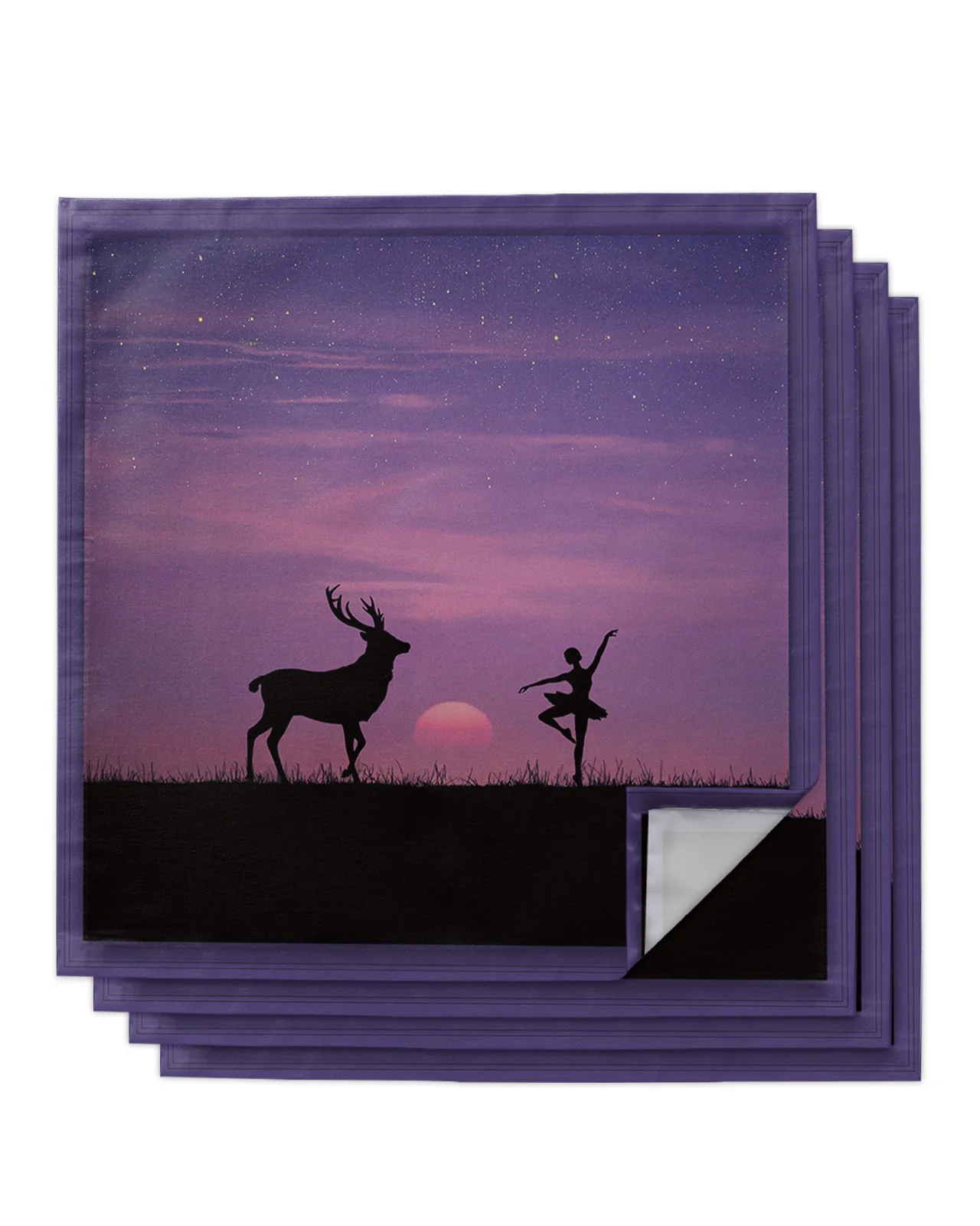 

4/6/8pcs Grassland Deer Girls In The Starry Sky Table Napkins Cloth Wedding Table Cloth Festival Kitchen Dinner Handkerchief