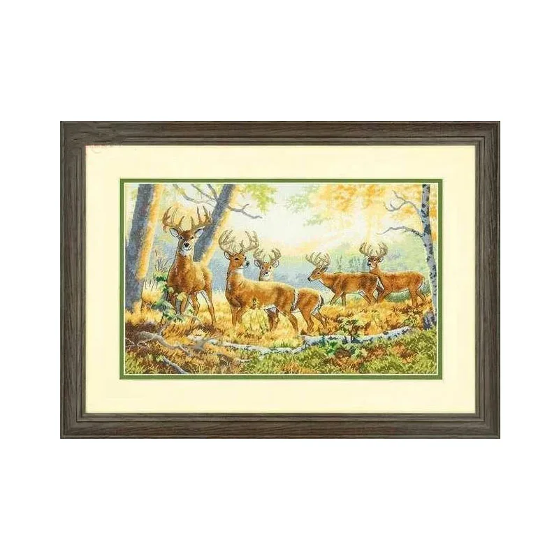 

Lovely Counted Cross Stitch Kit, Summer's End, Five Deer Forest, Morning Sunrise, 11, 14, 16, 18, 22, 25, 28CT, 35320, 35320