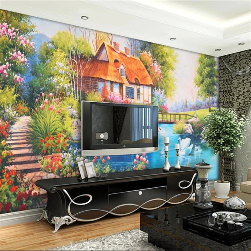 

Custom wallpaper 3d photo murals ultra huge elegant garden landscape oil painting art papier peint background mural 3d wallpaper