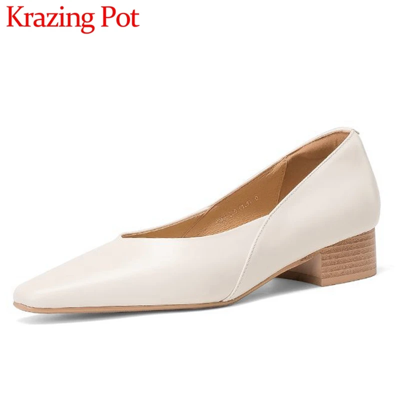 Krazing Pot New Rome Cow Leather Square Toe Loafers Shoes Med Heels Maiden Shallow Modern Office Lady Slip on Grace Brand Pumps
Krazing Pot New Rome Cow Leather Square Toe Loafers Shoes Med Heels Maiden Shallow Modern Office Lady Slip on Grace Brand Pumps