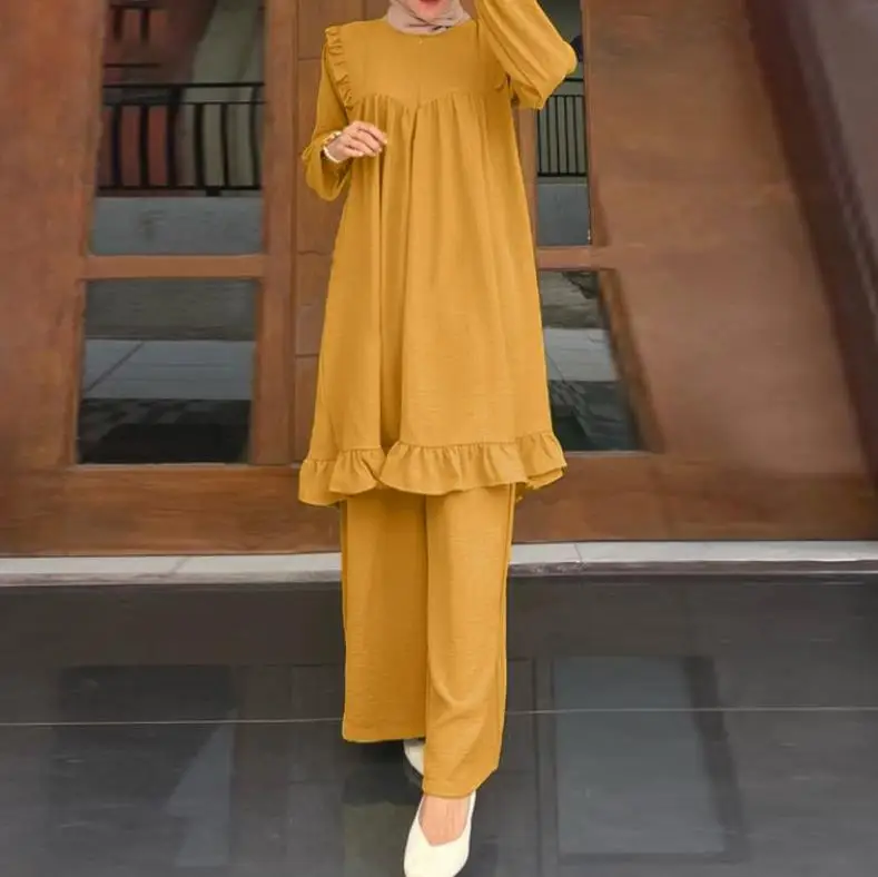 Elegant Womens Two Piece Sets Outfit Commuter Ruffle Solid Color Panel Top Pants Set 2023 Autumn Winter Spring Fashion Casual
Elegant Womens Two Piece Sets Outfit Commuter Ruffle Solid Color Panel Top Pants Set 2023 Autumn Winter Spring Fashion Casual