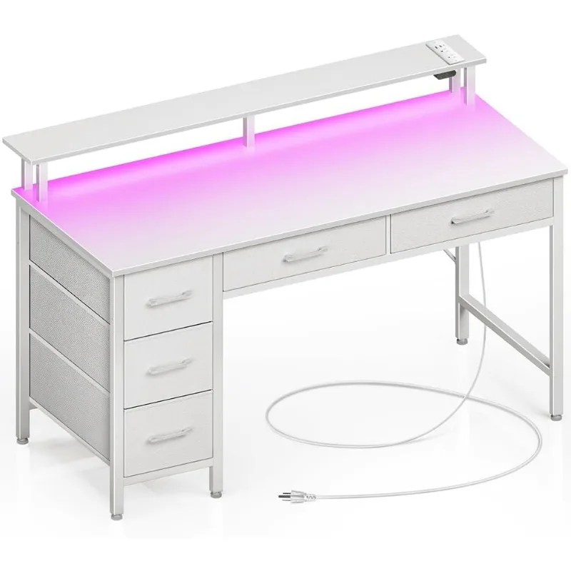 Seventable Computer Desk with Power Outlets & LED Light, 47 Inch Home Office Desk with 5 Drawers,Writing Desk with Monitor Stand
Seventable Computer Desk with Power Outlets & LED Light, 47 Inch Home Office Desk with 5 Drawers,Writing Desk with Monitor Stand