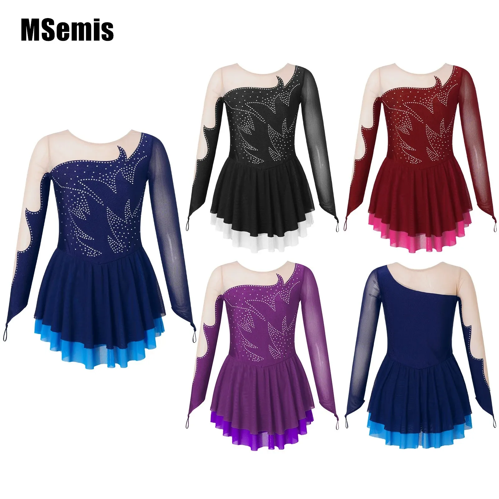 Kids Girls Hook Finger Dance Dress Stylish Long Sleeve Round Neckline Patchwork Style Shiny Rhinestone Decorated Skating Wear
Kids Girls Hook Finger Dance Dress Stylish Long Sleeve Round Neckline Patchwork Style Shiny Rhinestone Decorated Skating Wear