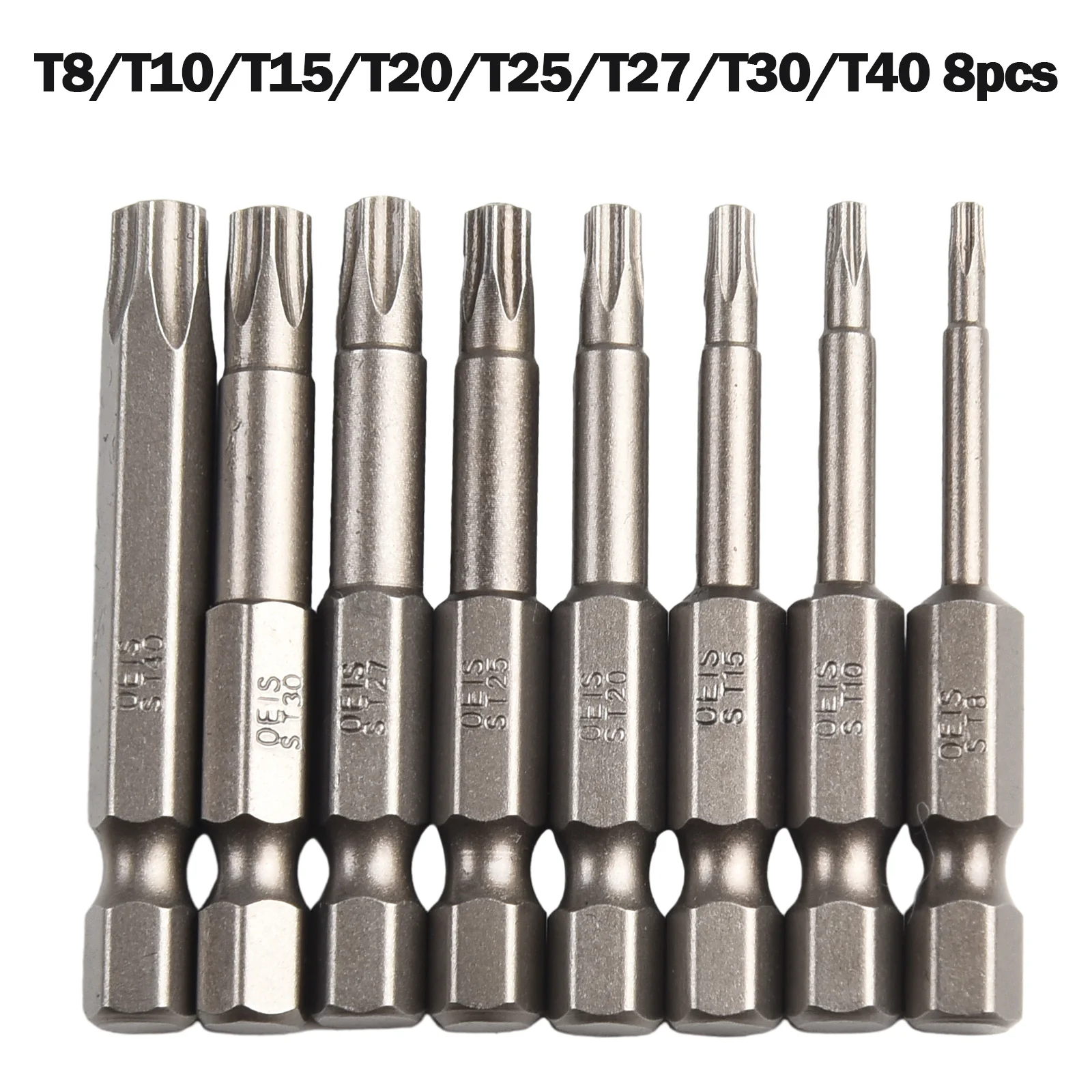 8Pcs 50mm 1/4 Hex Shank Screwdriver Bits Magnetic Five-Point Torx Screwdriver Bits Set T8-T40 Electric Security Drill Wrench
8Pcs 50mm 1/4 Hex Shank Screwdriver Bits Magnetic Five-Point Torx Screwdriver Bits Set T8-T40 Electric Security Drill Wrench
