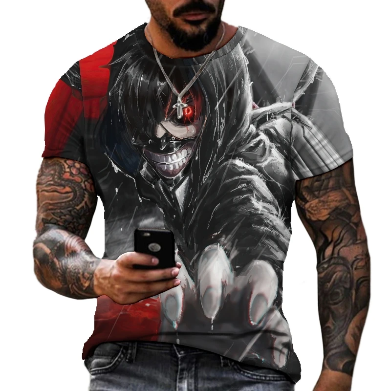 

Japanese Anime Kaneki Ken Tokyo Ghoul T Shirt Men Cool Manga Graphic Summer T-Shirt Casual Grunge Tshirt Streetwear Top Tee Male