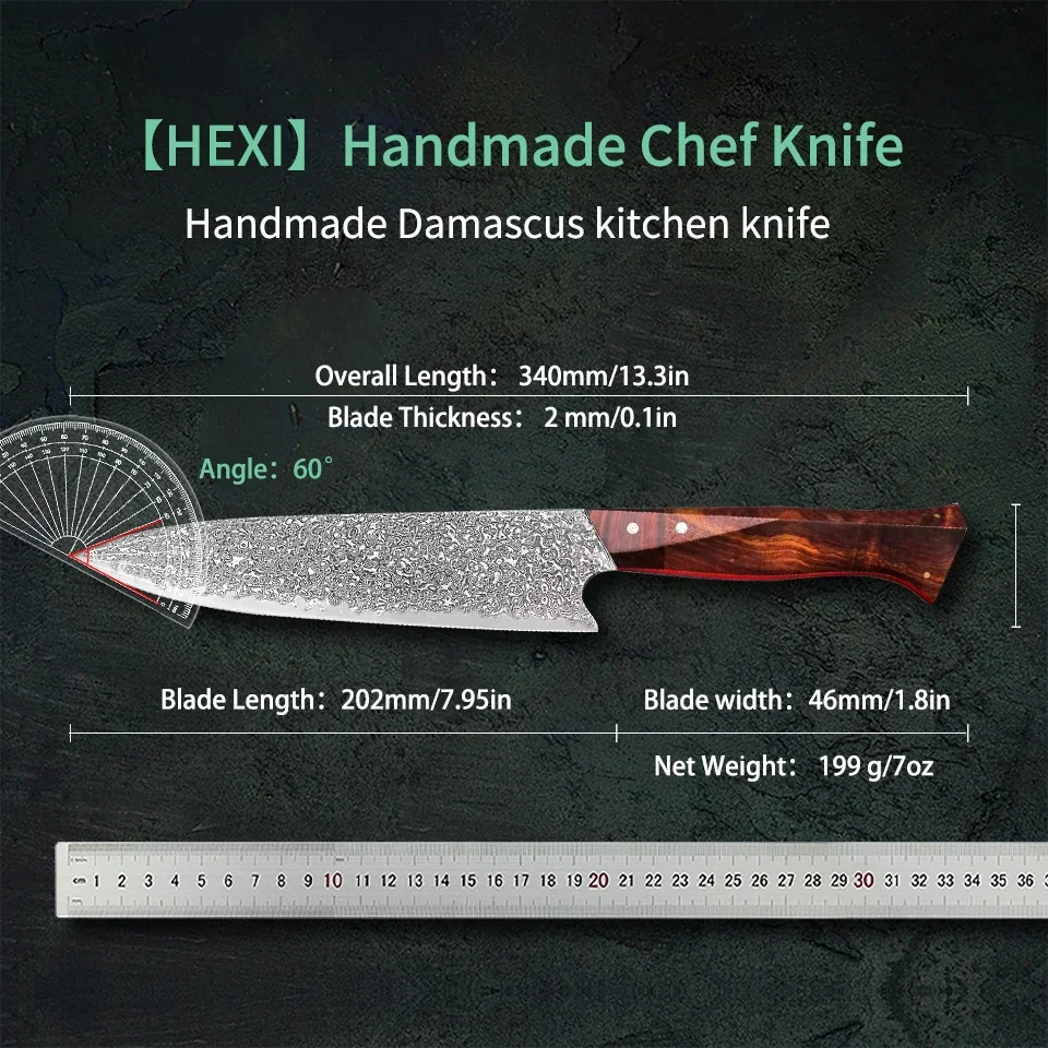FZIZUO 8-inch Handmade Chef knife Full Tang Damascus Steel Bubinga Handle Gyuto Slicing Knives with Sheath Kitchen Cooking Tools
FZIZUO 8-inch Handmade Chef knife Full Tang Damascus Steel Bubinga Handle Gyuto Slicing Knives with Sheath Kitchen Cooking Tools