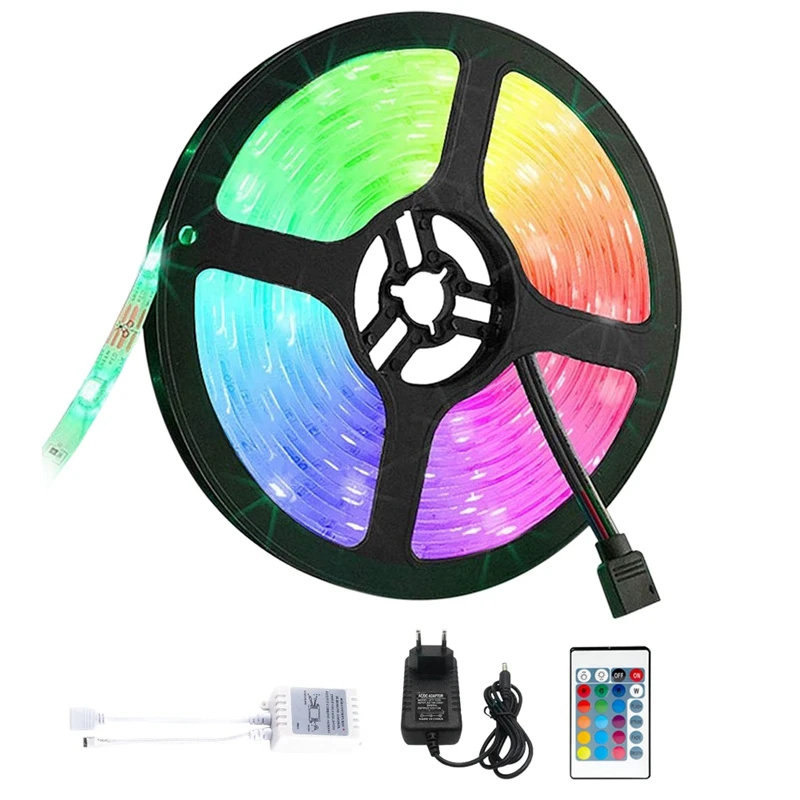 

LED Light Strips 5M 3528 RGB Flexible Light With 24 Key Remote Controller Colorful LED Light For Home