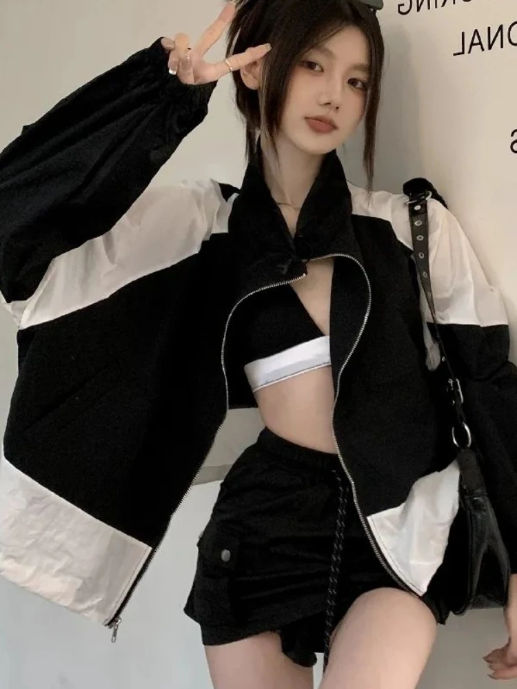 HOUZHOU Vintage Track Jacekts Women Korean Style Oversized Gorpcore Thin Windbreaker Summer Harajuku Patchwork Zipper Coats
HOUZHOU Vintage Track Jacekts Women Korean Style Oversized Gorpcore Thin Windbreaker Summer Harajuku Patchwork Zipper Coats
