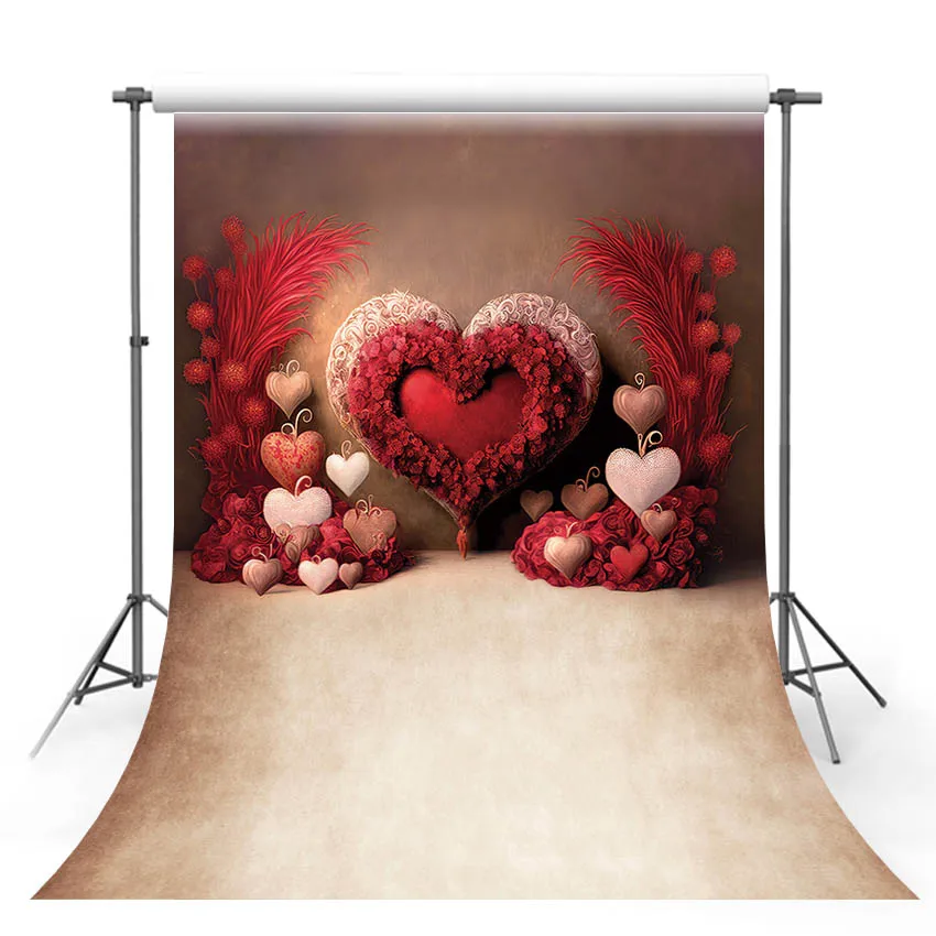 

Mehofond Valentine's Day Backdrop 3d Red Love Heart for Adult Falling Love February 14 Boho Grass Photography Background Props