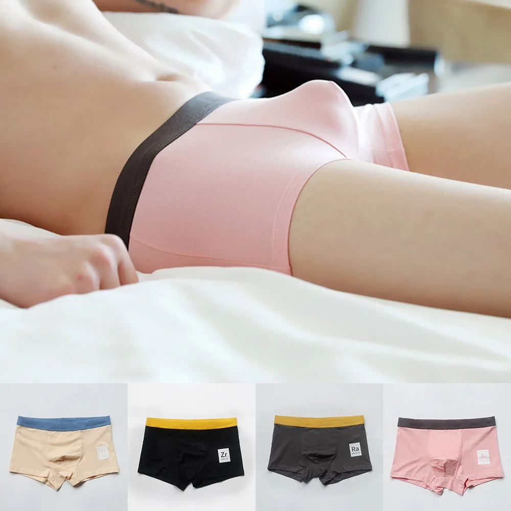 

Fashion Boxershorts Men Shorts U Convex Pouch Underpants Breathable Comfy Cotton Male Pink Boxer Briefs Shorts Bulge Underwear