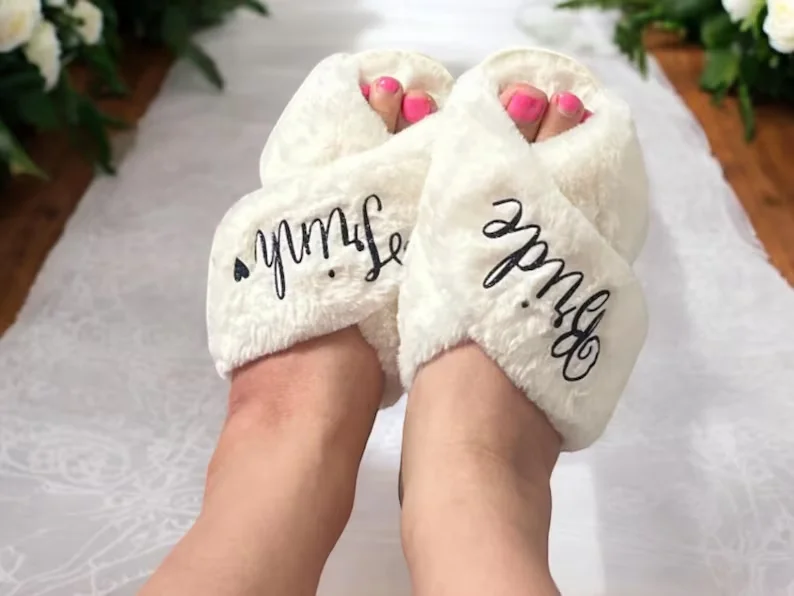 Custom Fluffy Slippers Set for Bridal Party | Personalized Soft Bridesmaid Slippers | Bachelorette Party Gifts | Fluffy Slippers 6 S15cc745b362e4f11825a4d8cb8e735dbl
