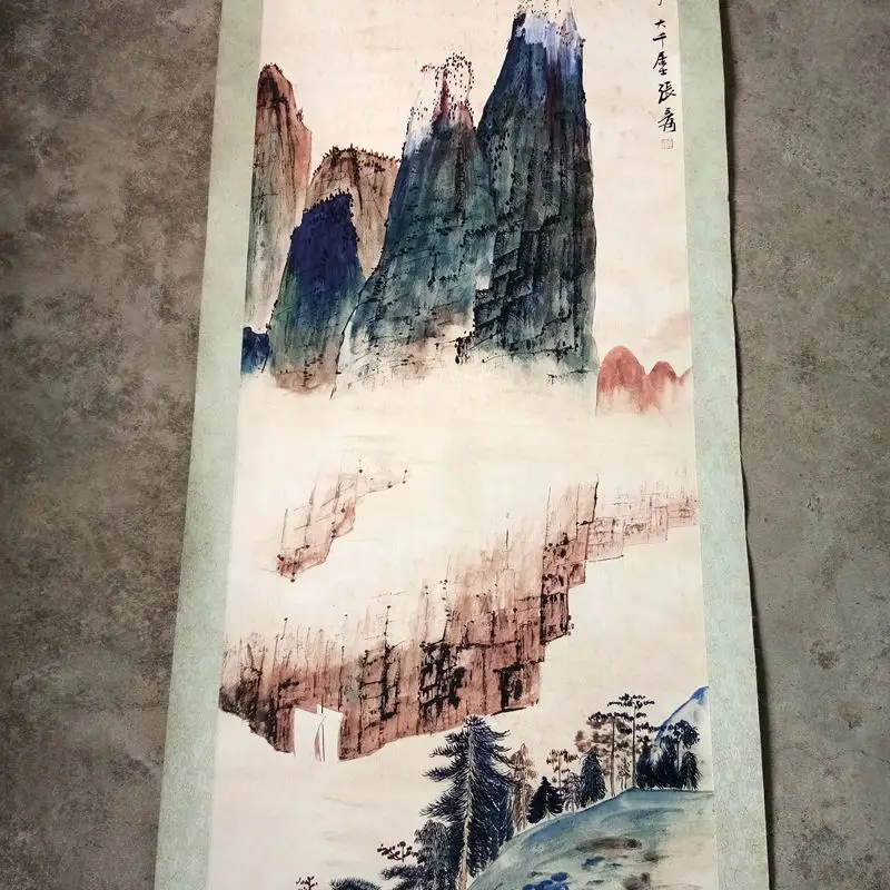

Supply Chinese Painting Calligraphy and Painting Old Xuan Paper Antique Zhang Daqian Landscape Artistic Conception Painting Livi