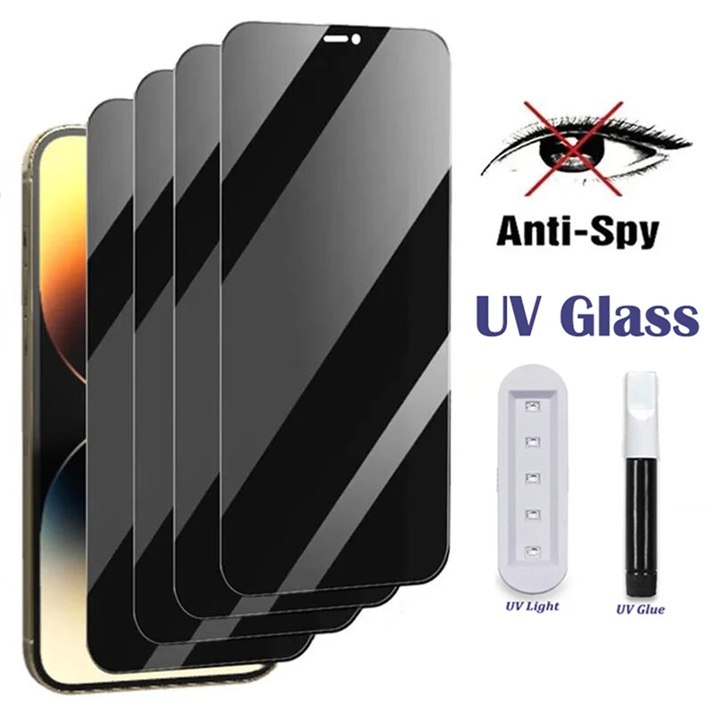 

For Iphone 15 14 Pro Max UV Privacy Tempered Glass 12 13 Mini X XS 7 8 Plus XR 11 14pro 15Pro Iphone15 Anti Spy Screen Protector