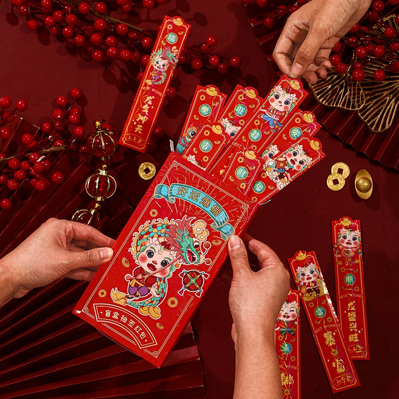 

Dragon Year Red Envelope With 12 Lucky Draw Lots 2024 Year Of The Dragon Chinese New Year Spring Festival Red Packets