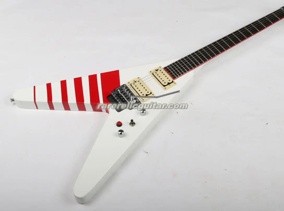 In Stock Buckethead KFC V White Electirc Guitar Red Kill Switch Button Red Stripes Floyd Rose Tremolo Bridge
In Stock Buckethead KFC V White Electirc Guitar Red Kill Switch Button Red Stripes Floyd Rose Tremolo Bridge