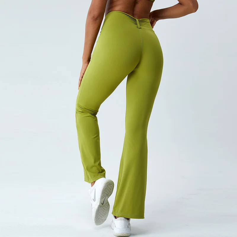 

Новые облегающие брюки-клеш для йоги телесного цвета женские повседневные широкие брюки с высокой талией и подтягивающими бедра спортивные штаны для фитнеса с эффектом пуш-ап
