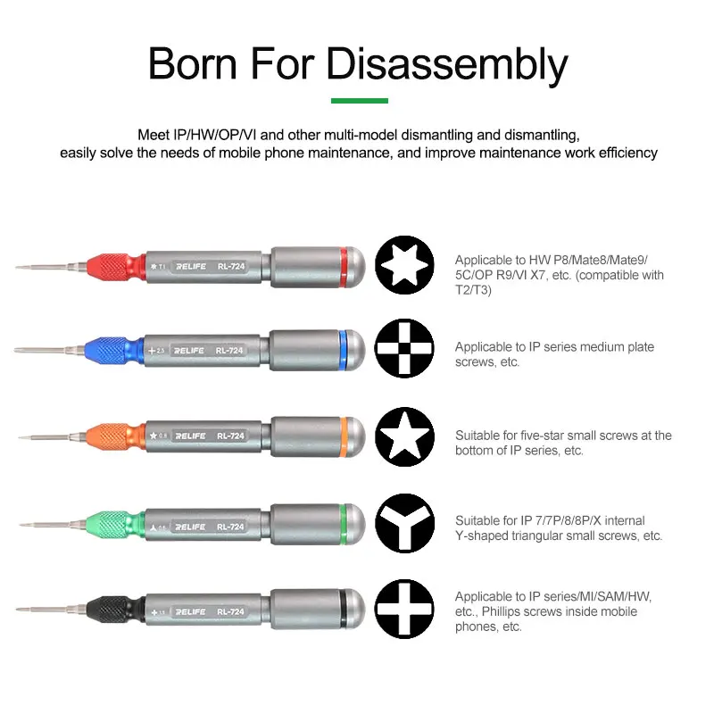 RELIFE RL-724 5 in1 Torque Screwdriver Multifunction Hand Tools High-Precision Multifunctional Phone Disassembling Repair Kit
RELIFE RL-724 5 in1 Torque Screwdriver Multifunction Hand Tools High-Precision Multifunctional Phone Disassembling Repair Kit