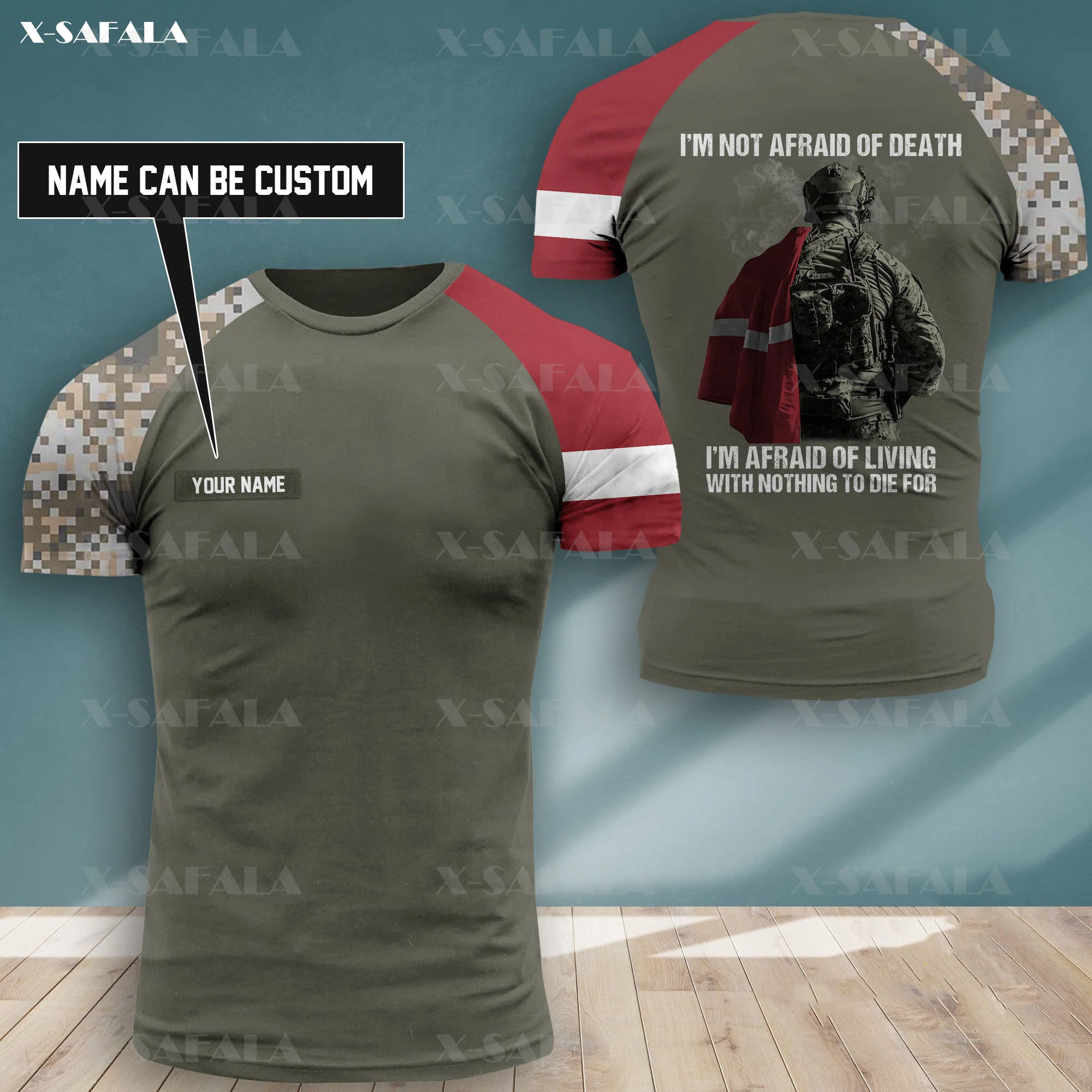 

LATVIAN Soldier-ARMY-VETERAN Country Flag 3D Printed High Quality T-shirt Summer Round Neck Men Female Casual Top-7