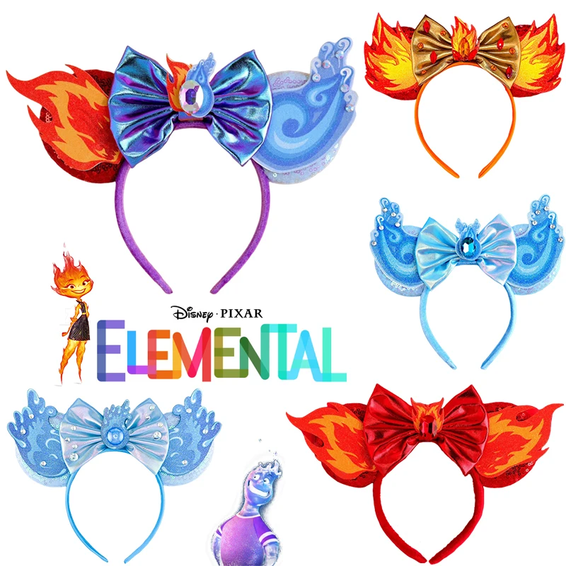 

Pixar Elemental Headbands Girls Disney Wade Ember Hairband Kids Cosplay Cartoon Fire Water Ears Hair Accessories For Women Party