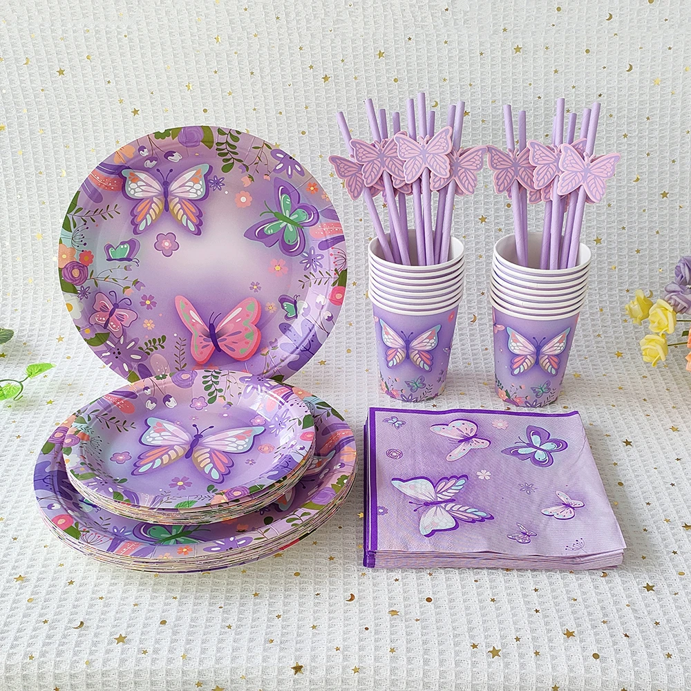 80pcs Purple Butterfly Disposable Tableware Set Paper Plate Napkin Cup For Kids Girl Baby Shower Wedding Birthday Party Decor
80pcs Purple Butterfly Disposable Tableware Set Paper Plate Napkin Cup For Kids Girl Baby Shower Wedding Birthday Party Decor