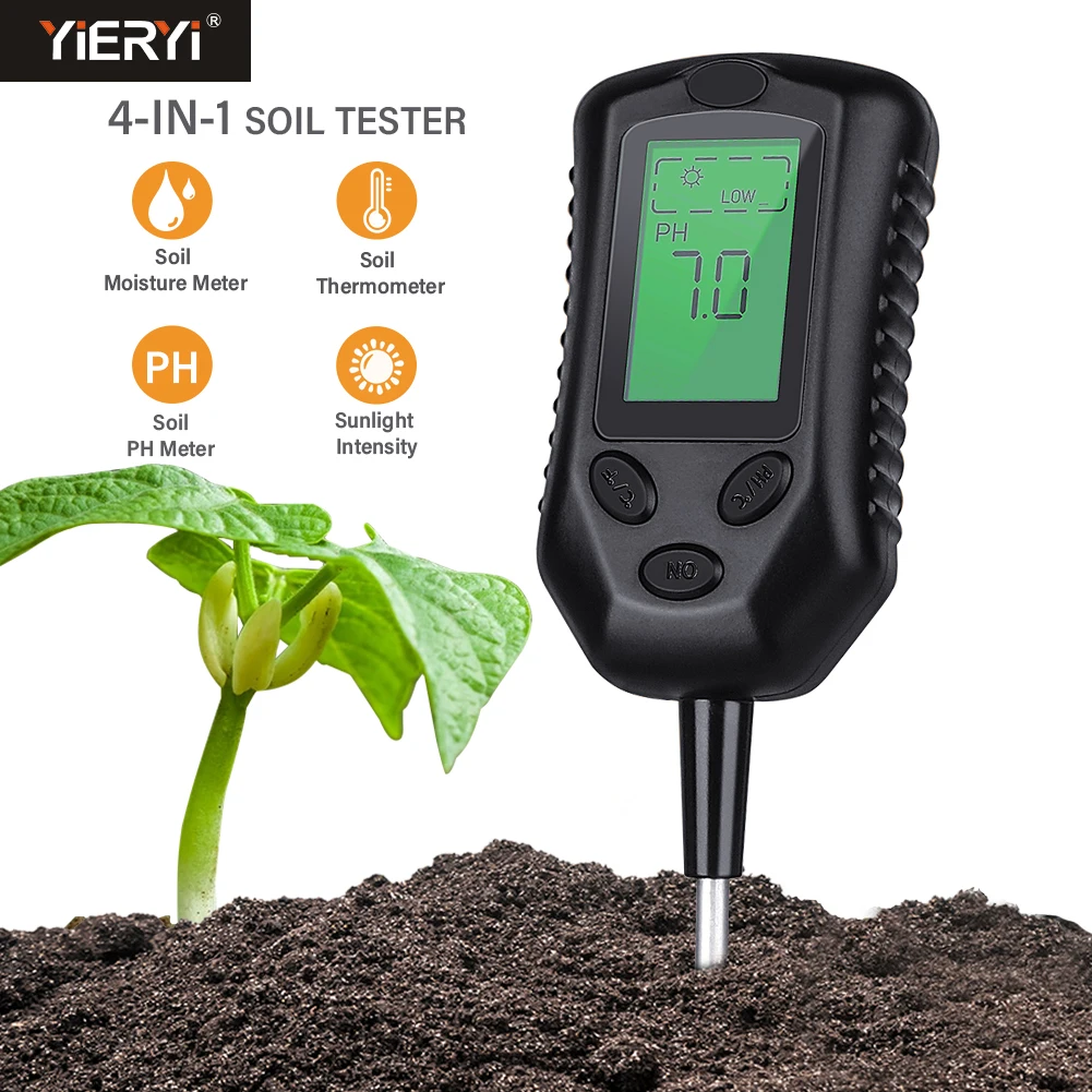 

4-in-1 Soil Meter PH/Moisture/Sunlight/Temperature Humidometer Acidity Monitor Gardening Farming Planting Humidity Sensor Tester