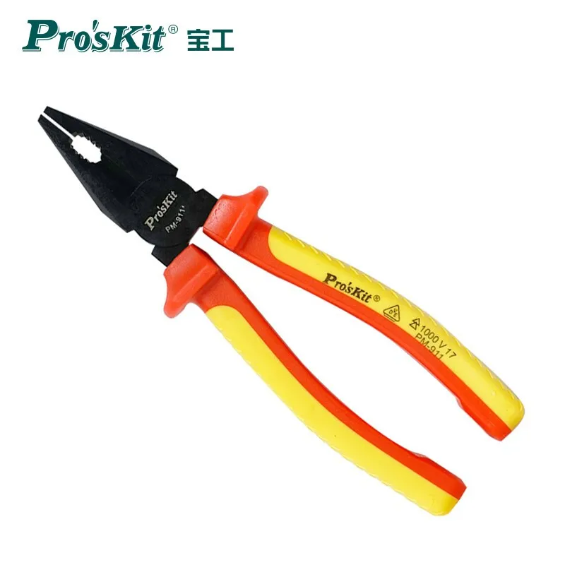 PM-911 Pro'sKit Resistance To High Pressure Insulation Electrician Pliers VDE1000V Tiger Steel Wire Pliers Hand Tool
PM-911 Pro'sKit Resistance To High Pressure Insulation Electrician Pliers VDE1000V Tiger Steel Wire Pliers Hand Tool