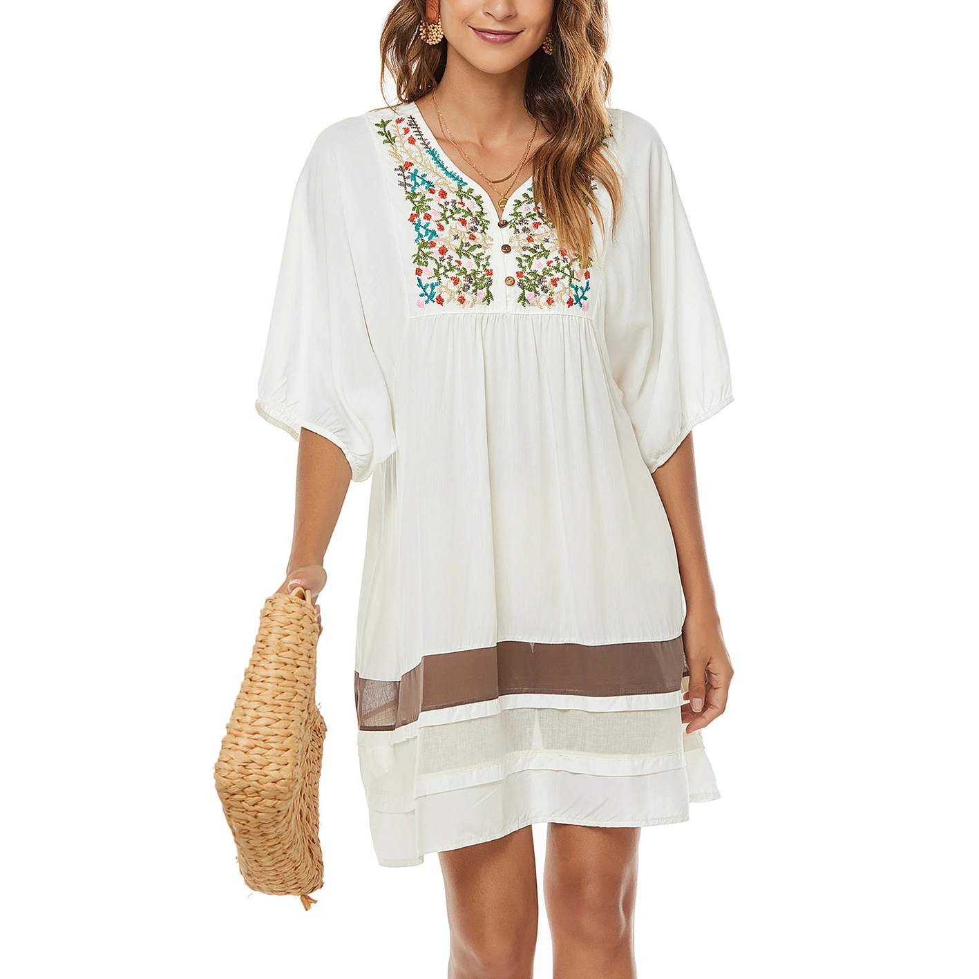 AYUALIN Casual V-neck Half Sleeve Summer Dresses 2022 Beach Wear White Vestidos Boho Floral Embroidery Mini Dress for Women
AYUALIN Casual V-neck Half Sleeve Summer Dresses 2022 Beach Wear White Vestidos Boho Floral Embroidery Mini Dress for Women