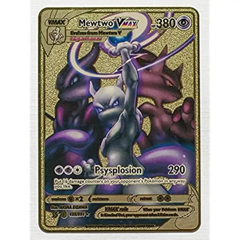 8.8*6.3cm Pokemon Gold card Metwo vmax Diablo Rare Glitter Metal Card Collector's Must Collection toys for children
8.8*6.3cm Pokemon Gold card Metwo vmax Diablo Rare Glitter Metal Card Collector's Must Collection toys for children