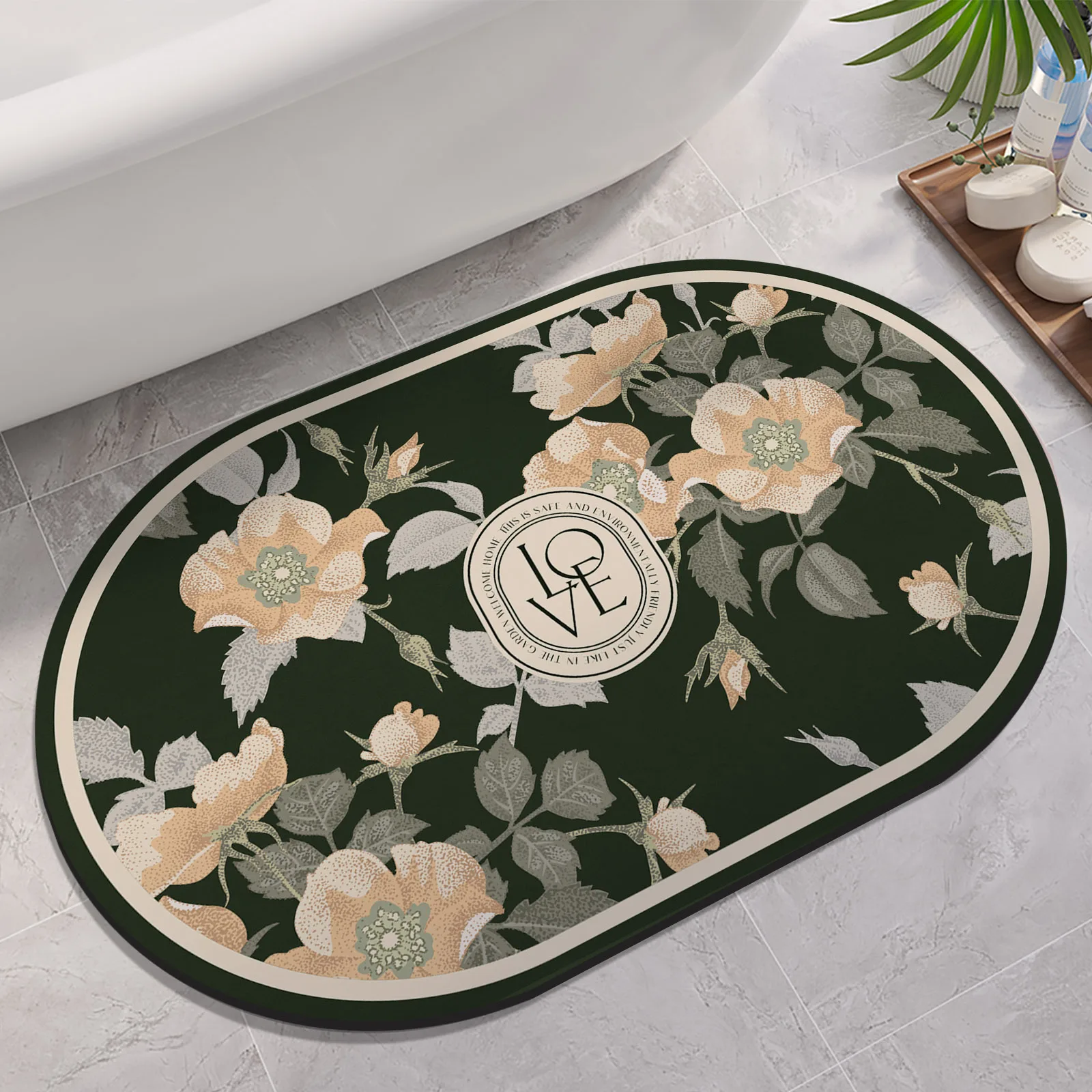 Diatomite Floral Bath Mat Bathroom Absorbent Foot Mats Quick Dry Toilet Rug Shower Carpet For Living Room Doormat Washable Diatomite Floral Bath Mat Bathroom Absorbent Foot Mats Quick Dry Toilet Rug Shower Carpet For Living Room Doormat Washable