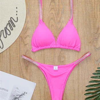 Sexy Diamond Bikini Women 2024 Pink Micro Bikinis Brazilian Black