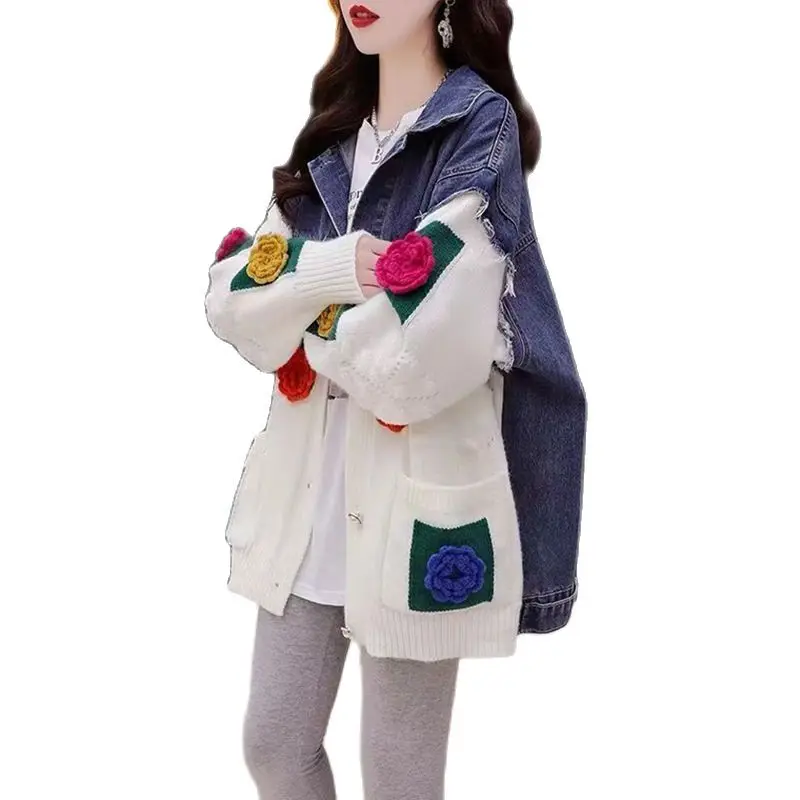 Autumn Winter New Style Loose Women Jacket Cowboy Join Together Overcoat Female Knitting Sweater Cardigan Outcoat Outerwear
Autumn Winter New Style Loose Women Jacket Cowboy Join Together Overcoat Female Knitting Sweater Cardigan Outcoat Outerwear
