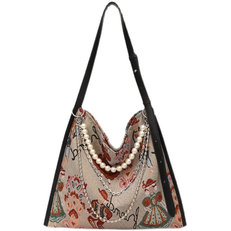 Холщовая женская сумка с принтом, вместительные большие тоуты, дизайнерские женские сумки на плечо с жемчужной цепочкой, сумки для покупок
Холщовая женская сумка с принтом, вместительные большие тоуты, дизайнерские женские сумки на плечо с жемчужной цепочкой, сумки для покупок