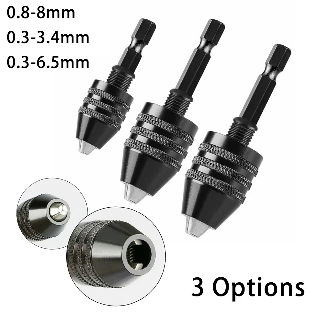 

1pcs Multi Keyless Drill Chuck 0.3-8mm Conversion Tool 1/4" Hex Shank Quick Replace Adapter Chuck Converter For Electric Drill